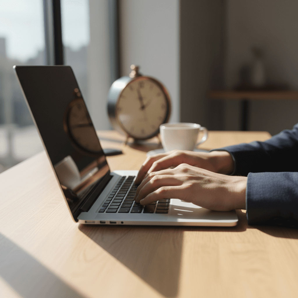 Hands typing on keyboard during IT support work